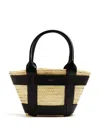 Demellier Santorini Leather-trimmed Raffia Tote In Neutrals