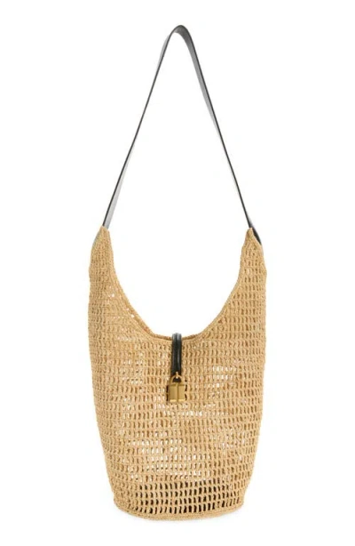 Demellier The Siena Raffia Crossbody Bag In Natural/black