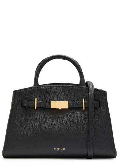 Demellier The Small Hudson Grained Leather Top Handle Bag In Black