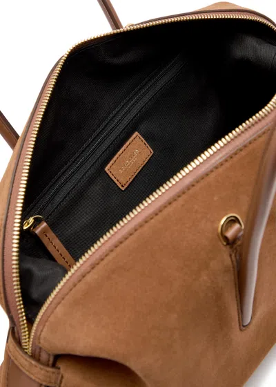 Demellier The Stockholm Midi Suede Top Handle Bag In Brown