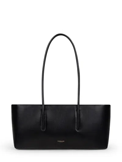 Demellier The Stockholm Mini Leather Shoulder Handbag With Zip Pocket In Black