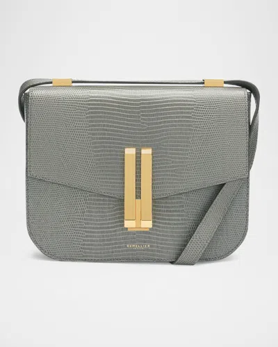 Demellier The Vancouver Lizard-embossed Leather Crossbody Bag In Green