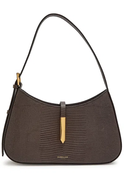 Demellier Tokyo Lizard-effect Leather Shoulder Bag In Brown