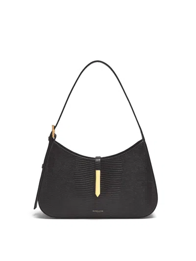 Demellier Tokyo Lizard Effect Shoulder Bag In Black Lizard Effect