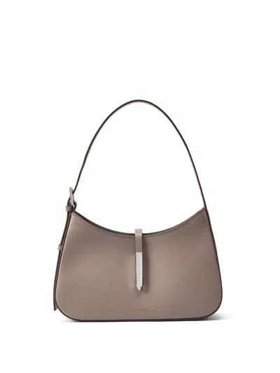 Demellier Tokyo Smooth Leather Shoulder Bag In Stone Grey
