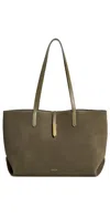 DEMELLIER TOKYO TOTE OLIVE SUEDE/OLIVE SMOOTH