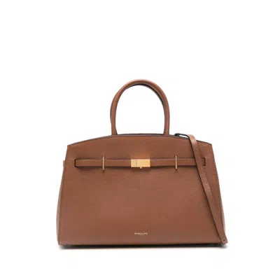 Demellier Top Handle Leather Clutch Bag In Brown