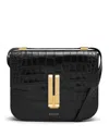 Demellier The Vancouver Lizard-effect Leather Shoulder Bag In Black Croc/gold