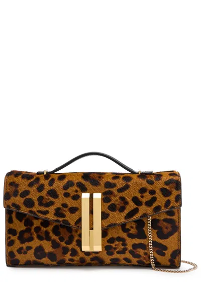 Demellier Vancouver Leopard Calf Hair Clutch In Brown