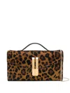 Demellier Vancouver Leopard-print Calf Hair Clutch In Brown
