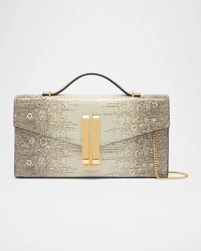 Demellier Vancouver Lizard-embossed Leather Clutch Bag In Brown