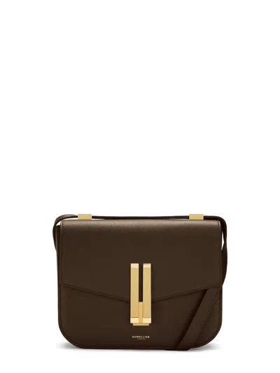 Demellier Vancouver Mini Handbag In Brown Leather With Gold Hardware