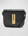 Demellier The Vancouver Lizard-effect Leather Shoulder Bag In Black Croc Effect
