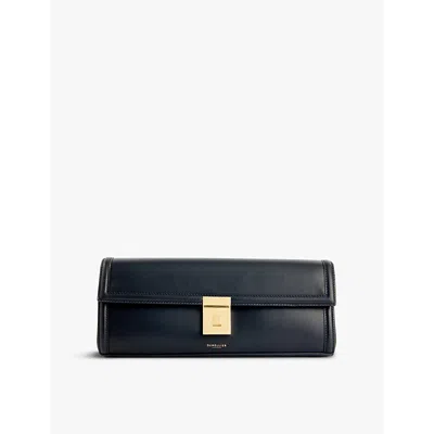 Demellier Womens Black Brand-plaque Leather Clutch Bag