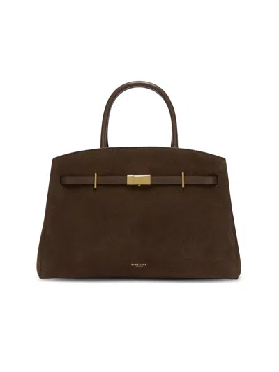 Demellier Women's Hudson Belted Suede Top Handle Bag In Mocha