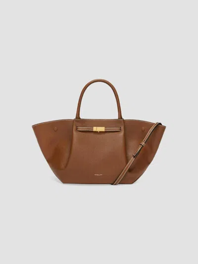 Demellier Women's Midi New York Leather Tote Bag In Tan Grain