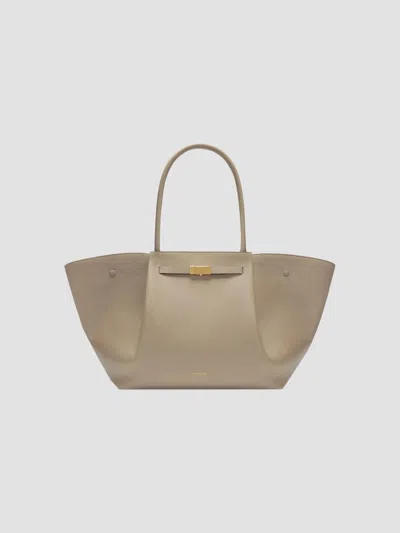 Demellier Women's New York Striped Canvas & Leather Tote Bag In Light Taupe