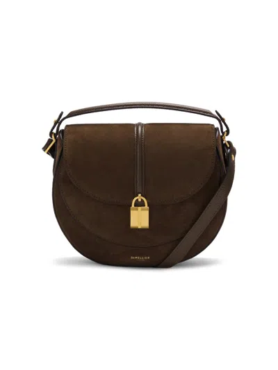 Demellier Women's Siena Leather Saddle Bag In Mocha Suede