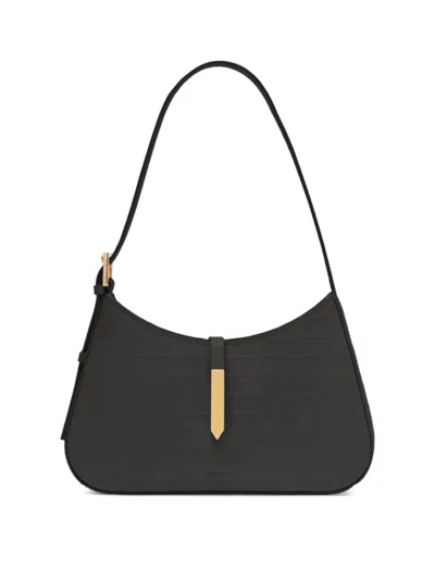 Demellier Large Tokyo Smooth Leather Shoulder Bag In Schwarz