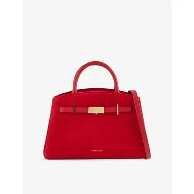 Demellier Womens Berry Red/berry Red The Small Hudson Suede Top-handle Bag