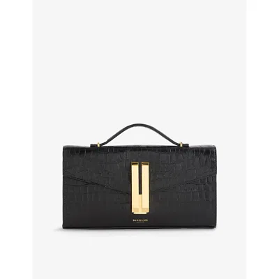 Demellier Womens Black Croc Vancouver Leather Clutch Bag
