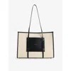 Demellier Womens Salt & Pepper Capri Leather And Cotton-canvas Tote Bag In Gray