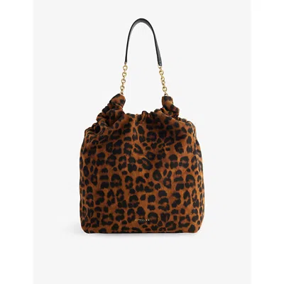 Demellier Womens Leopard Effect/black Miami Leather Shoulder Bag