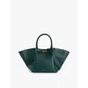 Demellier Womens  Midi New York Leather Tote Bag In Forest Green W/be