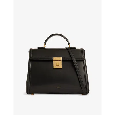 Demellier The Paris Midi Leather Top-handle Bag In Black Smooth
