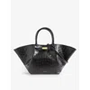Demellier Womens  The Midi New York Leather Tote Bag In Black Croc Effect