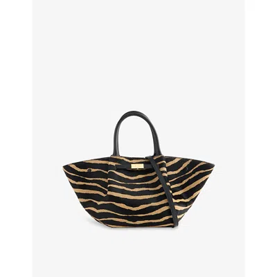 Demellier Womens  The Midi New York Pony-hair Day Bag In Zebra Effect/black