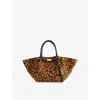 Demellier Womens Leopard Effect/black F02 The Midi New York Suede Tote Bag