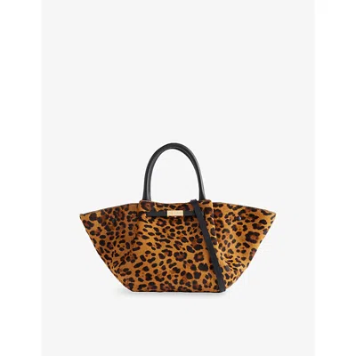 Demellier Womens Leopard Effect/black F02 The Midi New York Suede Tote Bag In Animal Print