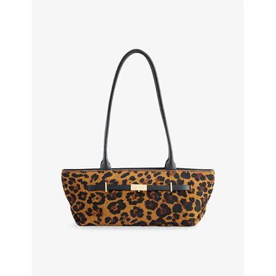 Demellier Womens Leopard Effect/black The New York Leather Shoulder Bag