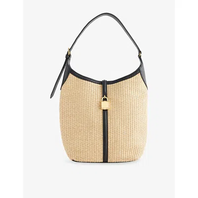 Demellier Womens Warm/black The Siena Raffia Bucket Shoulder Bag