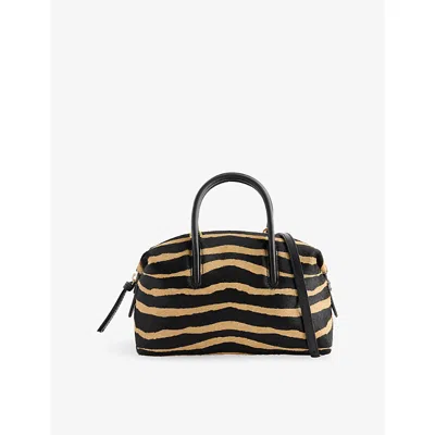Demellier Womens  The Small Stockholm Zebra-effect Pony-hair Top-handle Bag In Zebra Effect/black
