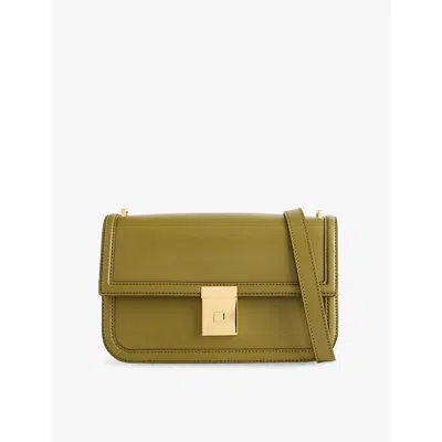 Demellier Womens Light Olive Paris Leather Shoulder Bag