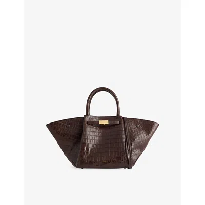 Demellier Womens Midi New York Leather Tote Bag Dk Chocolate