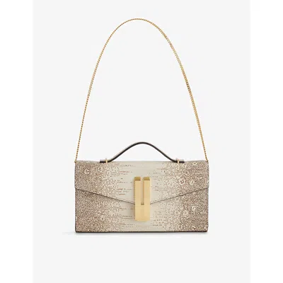 Demellier Womens Natural Lizard Effect Vancouver Leather Clutch Bag
