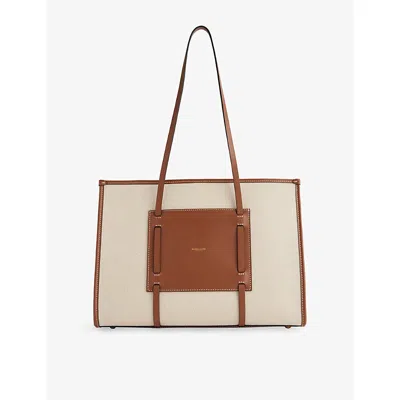 Demellier Womens Saltpepper/tan W/be F03 Capri Leather And Cotton-canvas Tote Bag