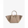 Demellier Womens  Midi New York Leather Tote Bag In Stone Grey