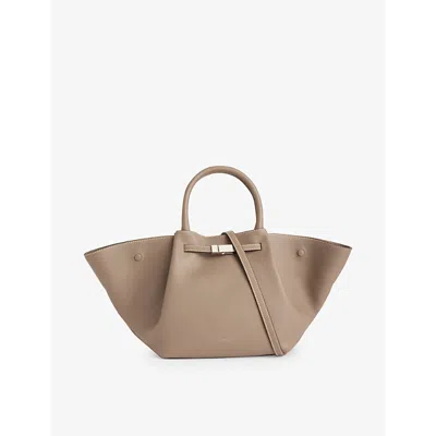 Demellier Womens  Midi New York Leather Tote Bag In Stone Grey