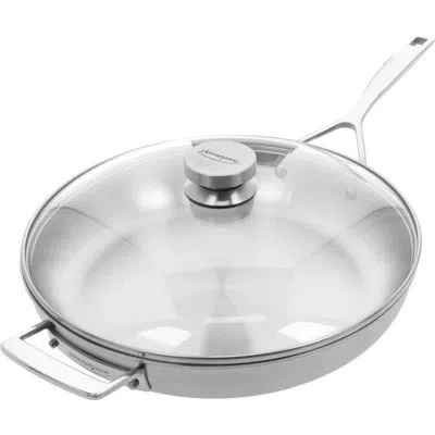 Demeyere Essential 5-ply 12.5-inch Stainless Steel Fry Pan With Lid In Silver