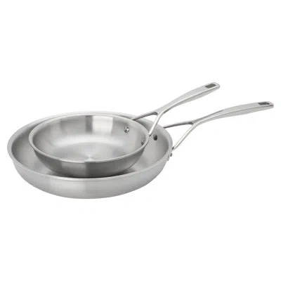 Demeyere Essential 5-ply 2-pc Stainless Steel Fry Pan Set In Silver