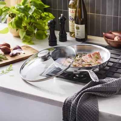Demeyere Industry 5-ply 11-inch Stainless Steel Fry Pan With Lid In Multi