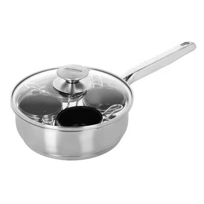 Demeyere Resto New Ceramic Coating  4-cup Stainless Steel Egg Poacher Set