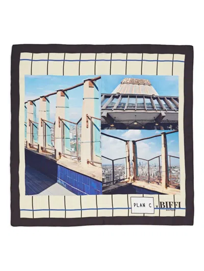 Demiur X Biffi Boutiques  Building-print Scarf In Black
