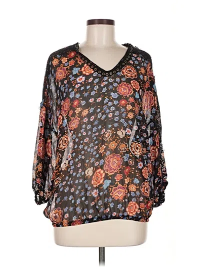 Pre-owned Democracy 3/4 Sleeve Blouse In Black