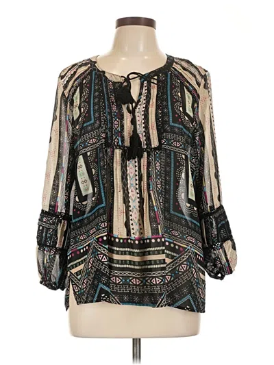 Pre-owned Democracy 3/4 Sleeve Blouse In Black