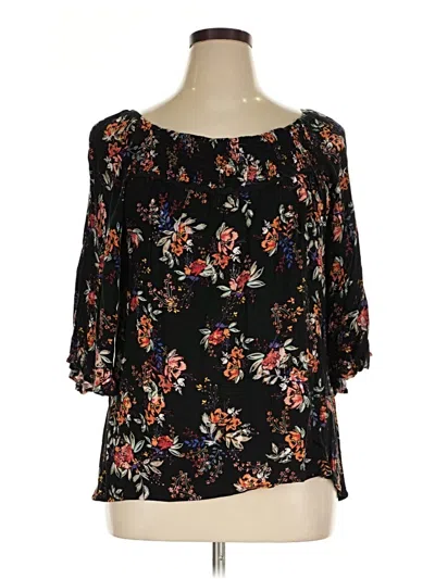 Pre-owned Democracy 3/4 Sleeve Blouse In Black